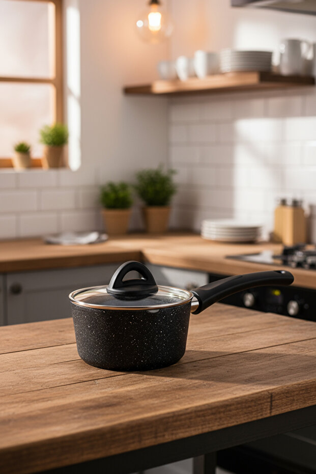 Melcor 9 Parça Granit Tencere Seti Siyah - 5