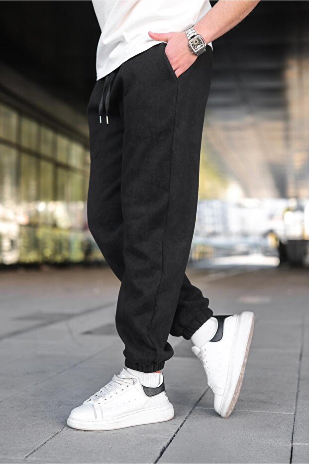 Black Batik Patterned Jogger Sweatpants E6582 - 2