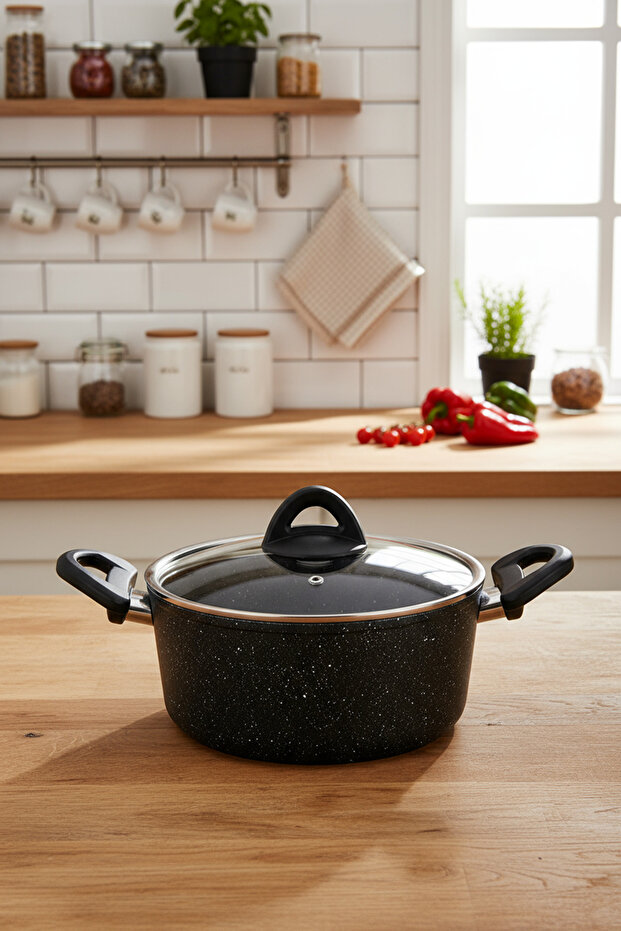 Melcor 9 Parça Granit Tencere Seti Siyah - 4