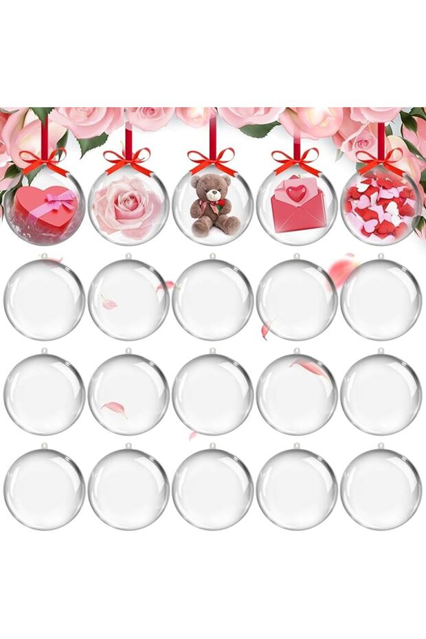Transparent Fillable Ornament,20 Pack Valentine's Day Clear Ornaments for Crafts,Transparent DIY Fil