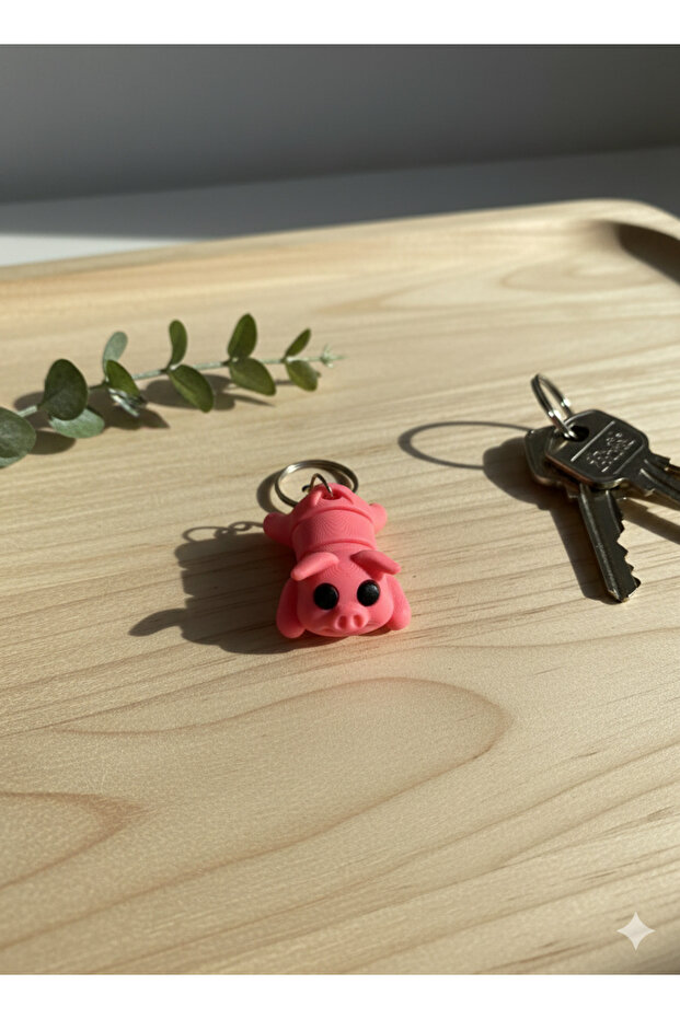 سلسلة مفاتيح على شكل خنزير متحرك - 5