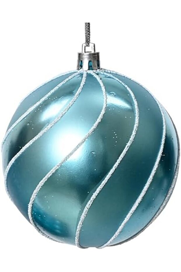 Christmas 8Cm Bauble On Wire Shatterproof Matt Glitter & Lacquer Blue