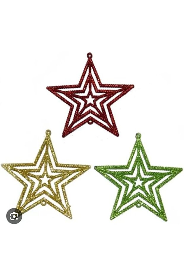 Shimmering 3-Star Christmas Tree Topper Ornament – Glittery Decoration to Crown Your Festive Decor