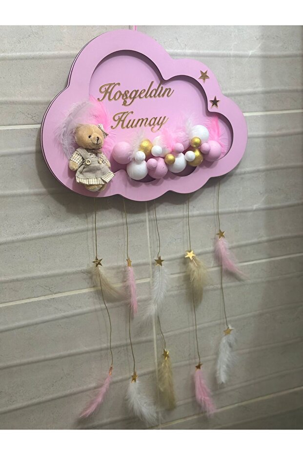 İsimli Bebek Kapı Süsü Ledli Pembe - 4