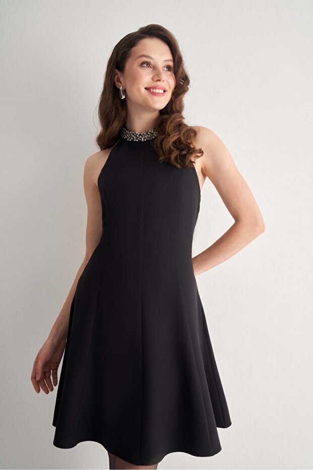 Taş Detaylı Mini Elbise - 5