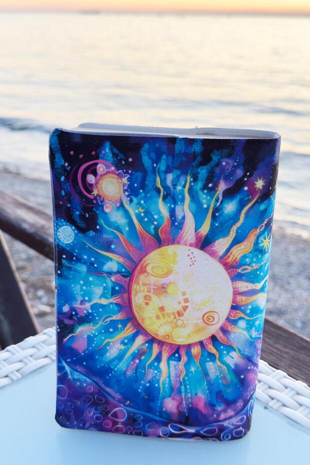 Book Cover and Metal Bookmark - Cosmic Sun