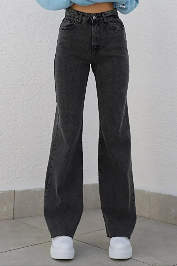 Smoked Stretch Fabric Wide Leg Denim Jeans Vib 99 Trousers