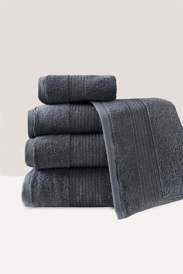Essential Bordered Curl Towel 600 Gr/M² Dark Gray 50X90