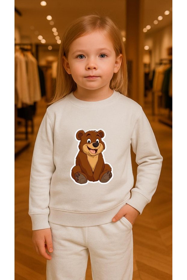 Children's Suit Sweatshirt Circular Bear Ba Printed Iz Boys' Crew Neck3 4-5-6-7-8-9-10-11-12Years