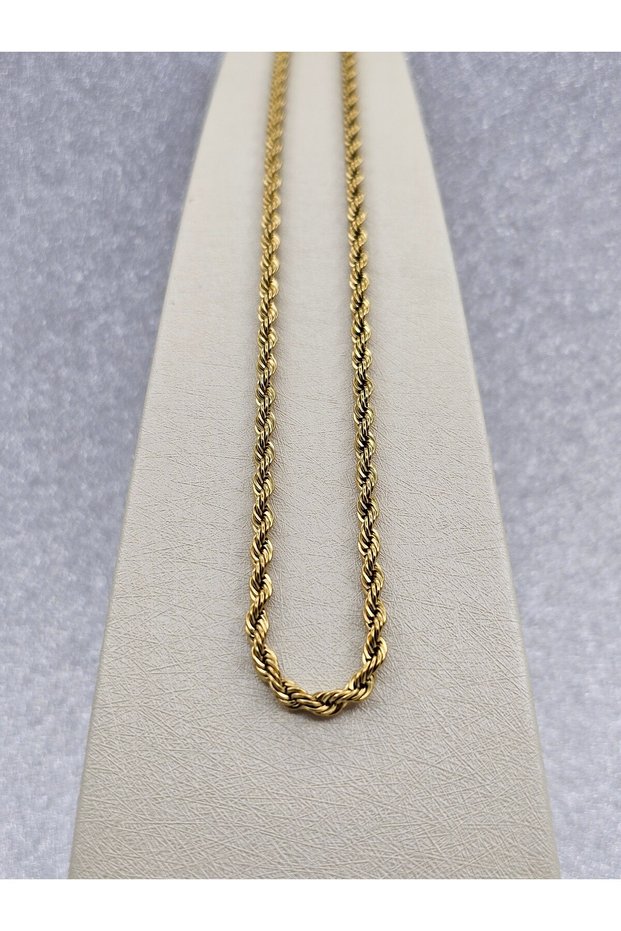 Long Twist Chain Gold Color Steel Necklace