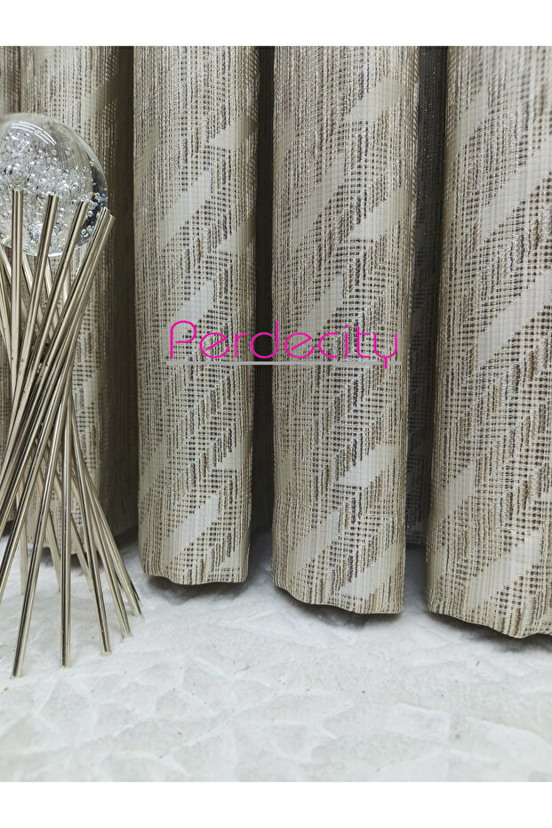 Basra Pattern Glittery Elegant Background Curtain Each 1X3 Suitable for Rooms with Frequent Pleats No Ironing Required (Single Panel) - 6