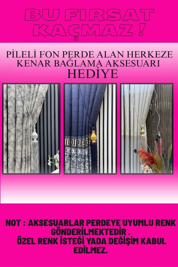 Basra Pattern Glittery Elegant Background Curtain Each 1X3 Suitable for Rooms with Frequent Pleats No Ironing Required (Single Panel) - 8