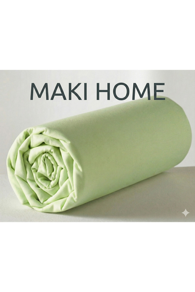 Makiteks 100% Cotton Pistachio Green Fitted Sheet Suitable for Single Beds in Sizes 90X190 and 100X200 cm