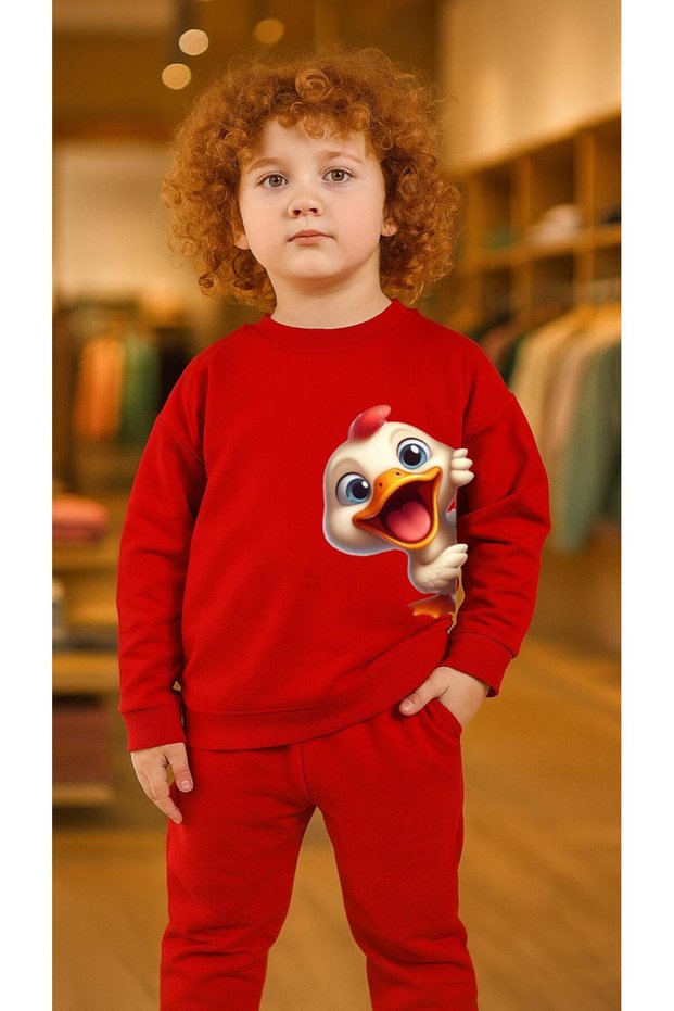 Children's Suit Sweatshirt a Duck Printed Girls Boys Crew Neck3 4-5-6-7-8-9-10-11-12Years