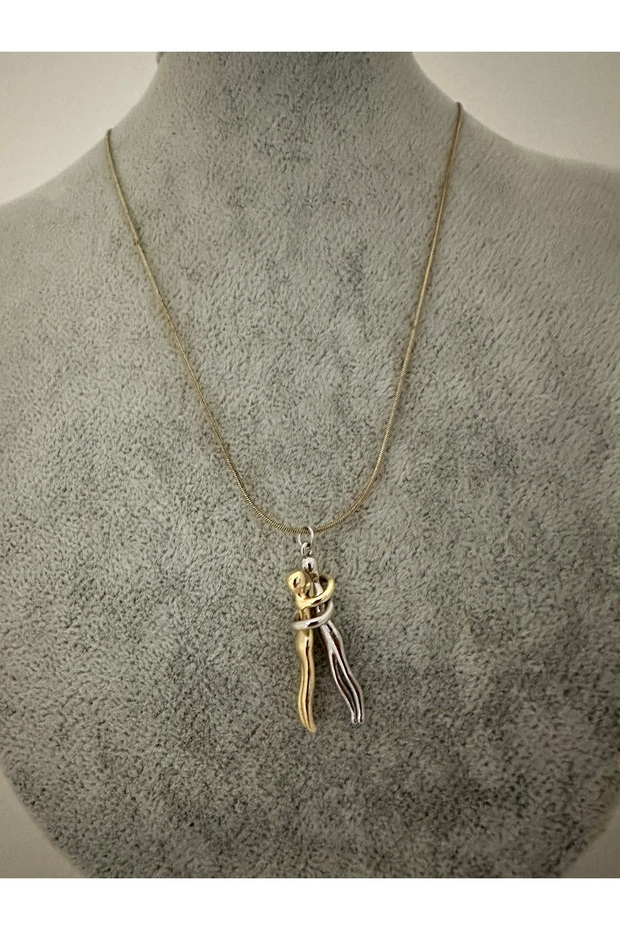 Couple Hugging Each Other Steel Necklace