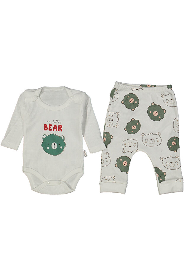 100% Cotton Corded Fabric Soft 2-Piece Bodysuit & Jumpsuit Set