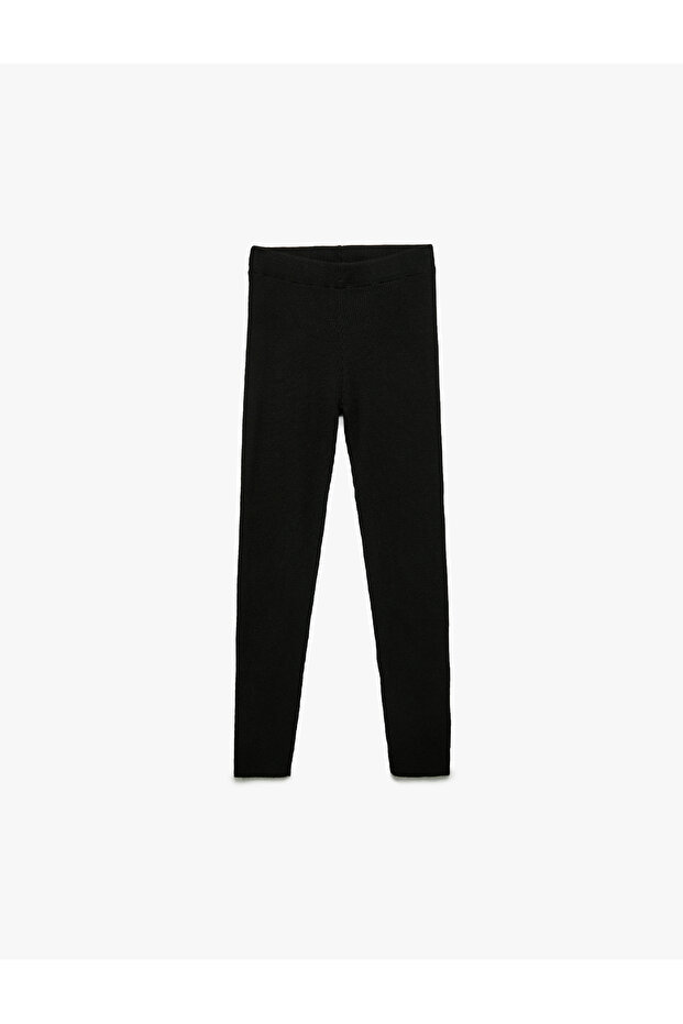 Viscose Blend Ribbed Slim Fit Basic Knitwear Trousers