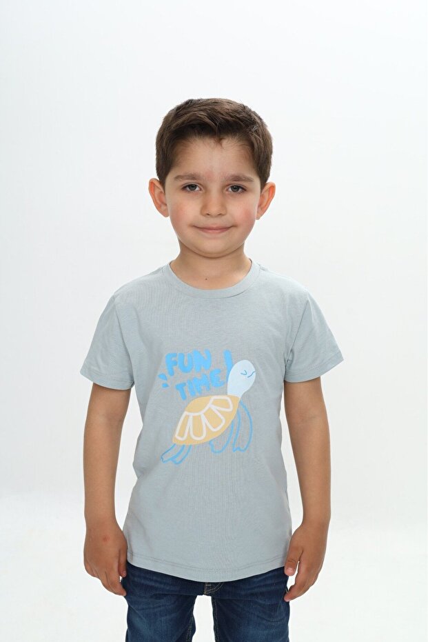 Boy's Printed Crew Neck Short Sleeve T-Shirt