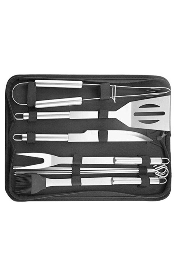 9-Piece BBQ Grill Tool Set Silver/Black