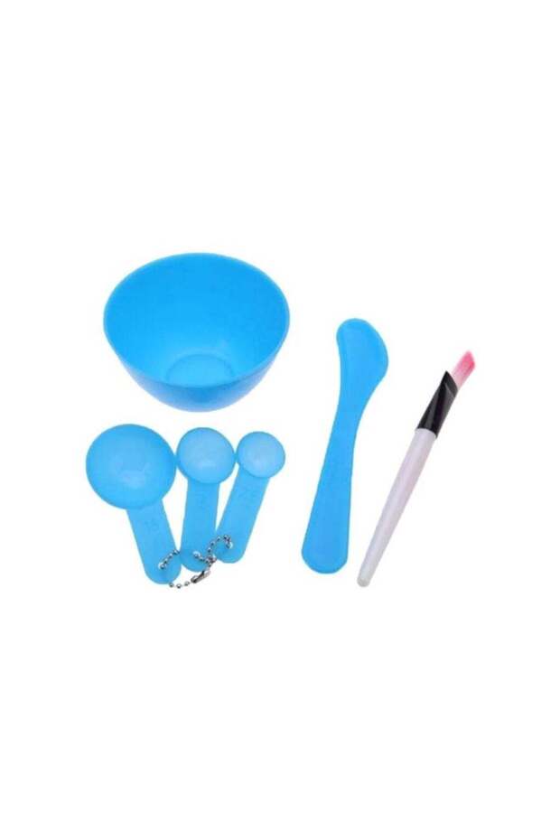 1Set 4-in-1 DIY Face Mask Bowl with Brush Stick Gauge - Blue