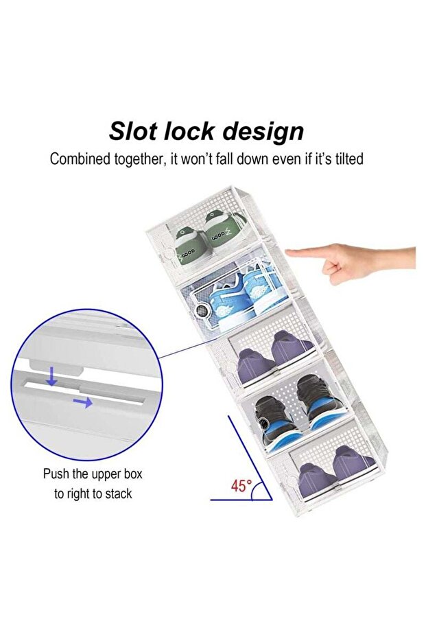 12 Pack Plastic Stackable Shoe Box Foldable Display Box Container - 4