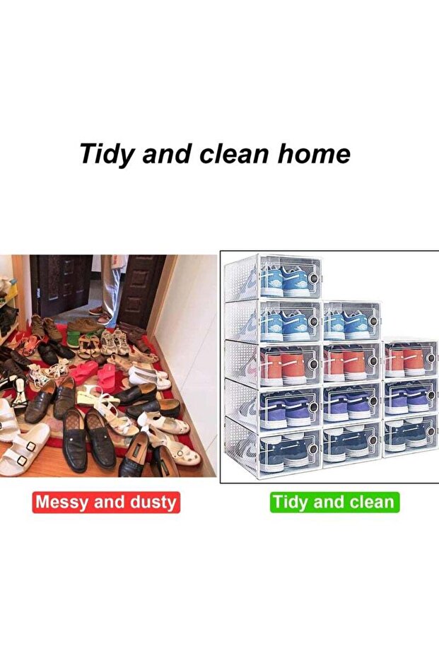 12 Pack Plastic Stackable Shoe Box Foldable Display Box Container - 7
