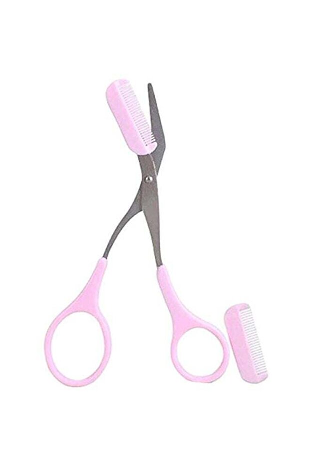 Eyebrow Comb Scissors With Eyebrow Comb Pink/Silver