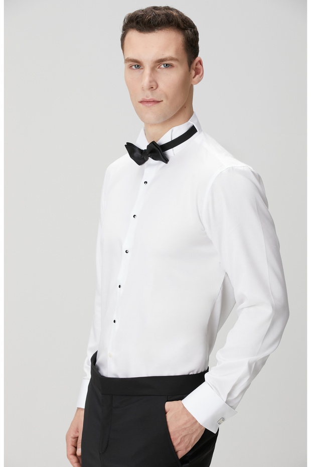 Non-Iron Beyaz Smokin Gömlek - 2