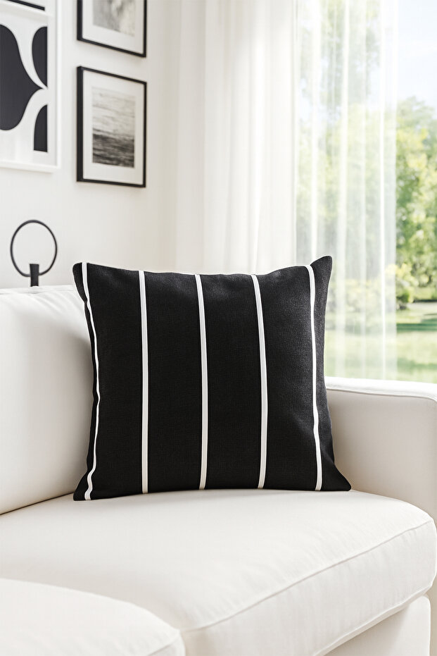 Duck Striped Throw Pillow Cover Black White V1 35X35