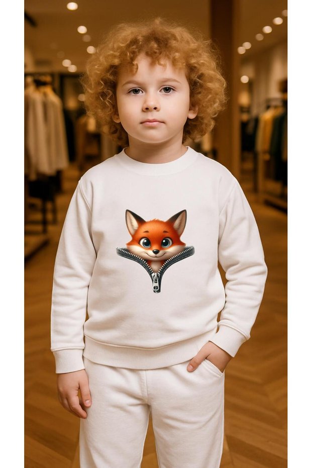 Children's Suit Sweatshirt Ti̇lki̇ Fer Ba Printed Iz Boys' Crew Neck3 4-5-6-7-8-9-10-11-12Years
