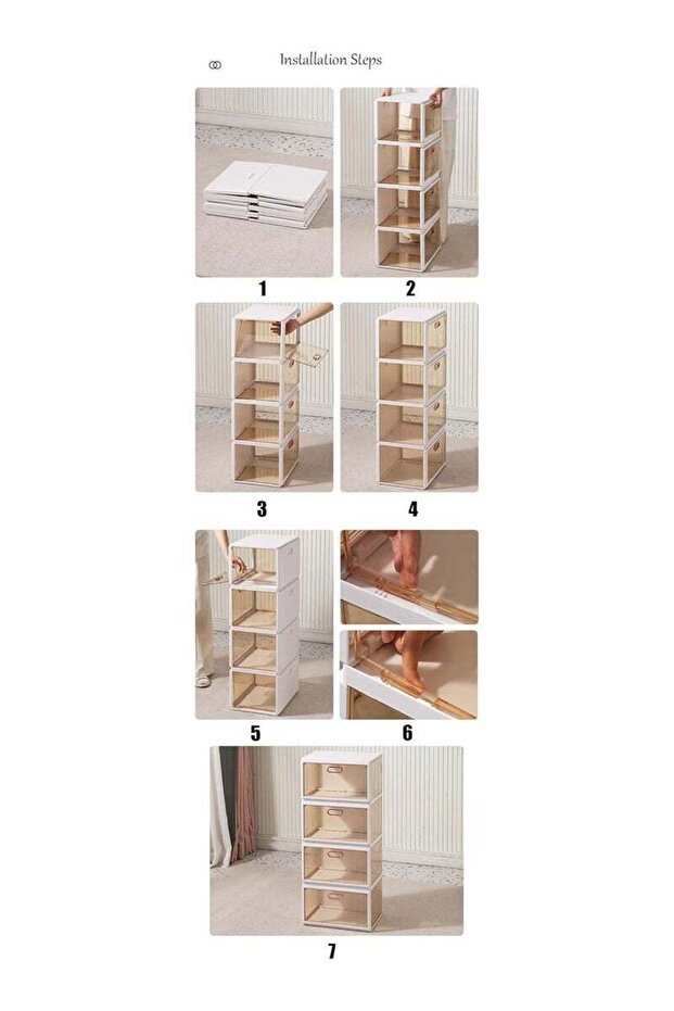 Foldable Shoe Storage: Stackable Organizer Set of 4, Stack1284 - 5