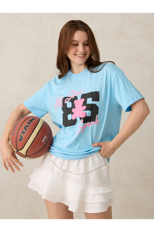 Blue Graphic Oversized T-Shirt