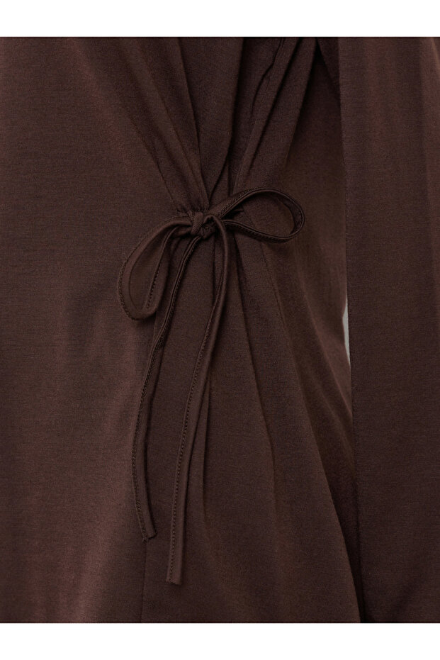 بلوزة محبوكة فضفاضة سادة مع أربطة - 3