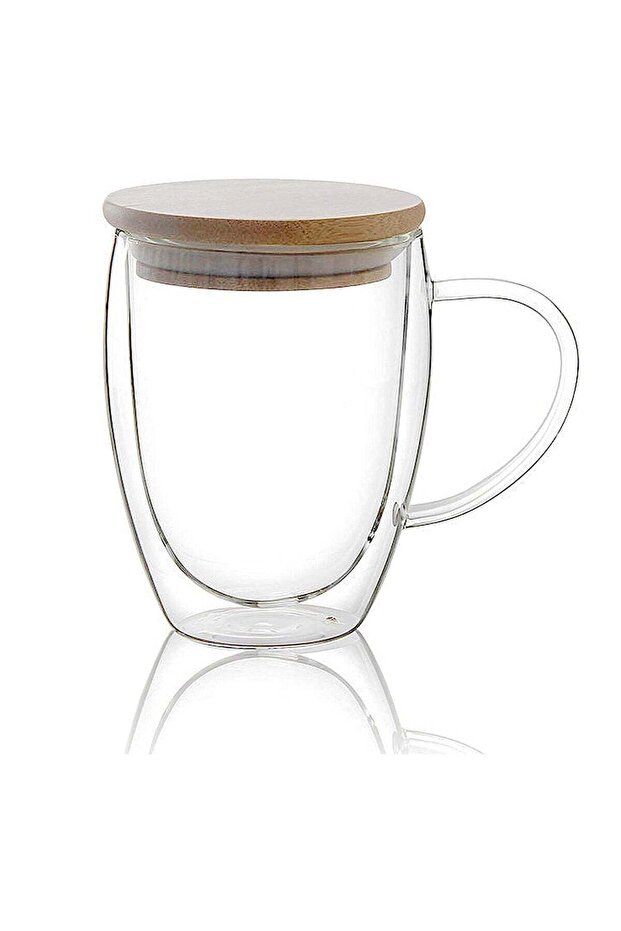 Double Wall Borosilicate Glass Coffee Mug with Handle 350ml