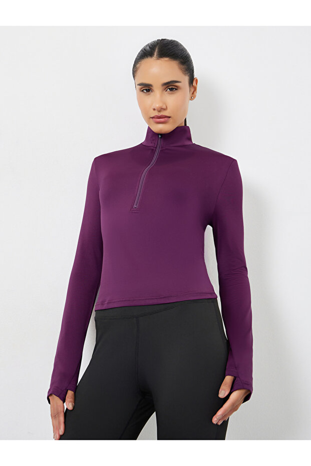 Back Reflective Panel Half Zip Up Jacket - 1