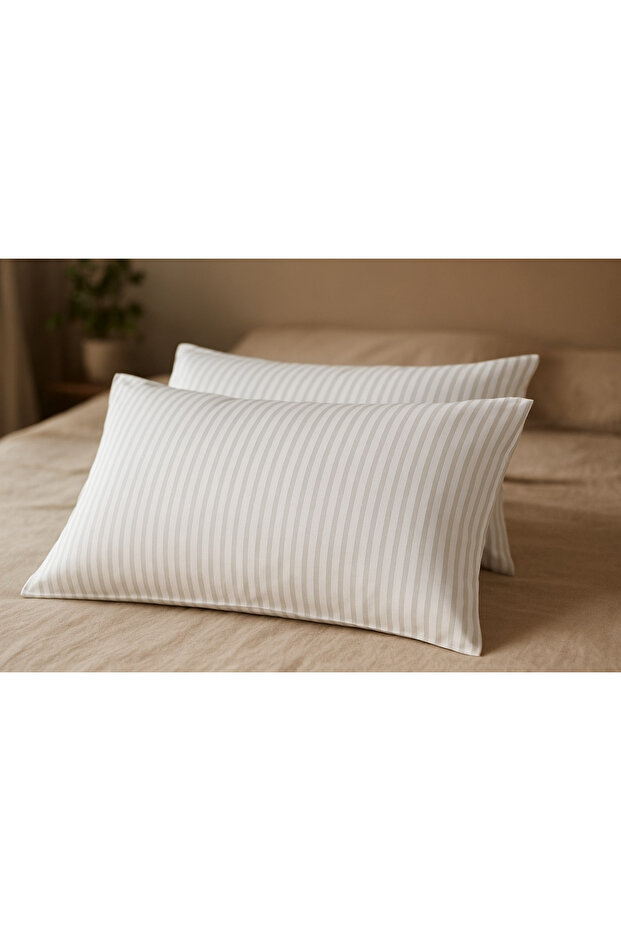 2 Pcs Pinstripe Satin Pillowcases | 50 X 70 cm