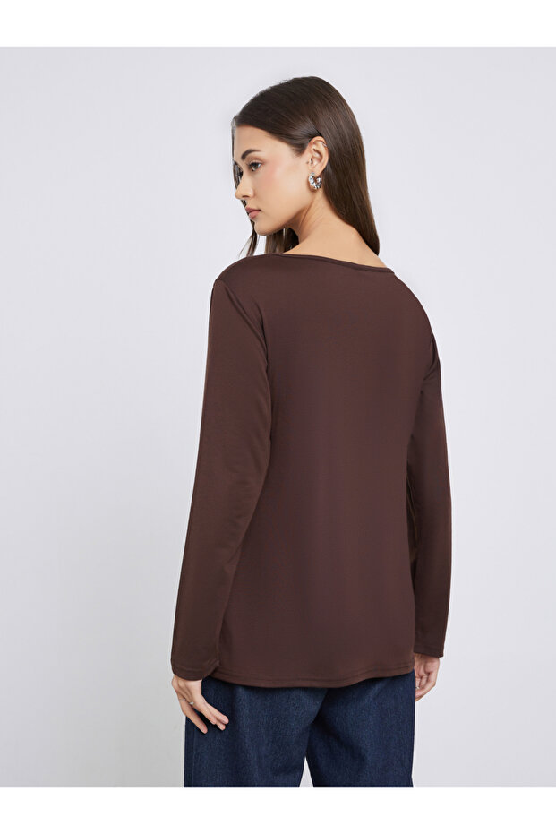 بلوزة محبوكة فضفاضة سادة مع أربطة - 4