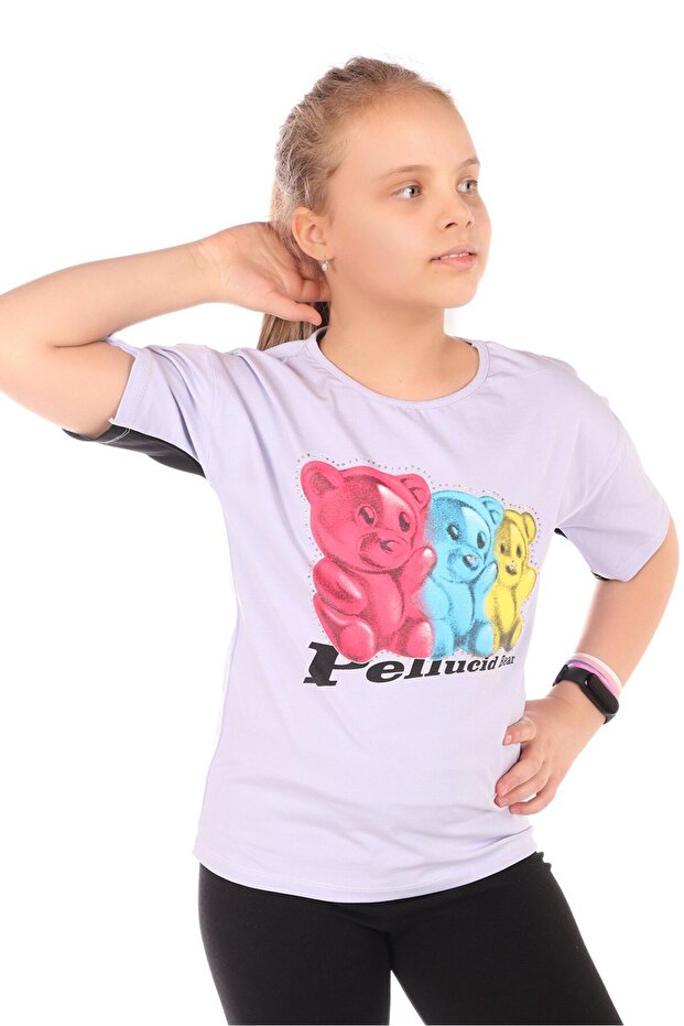 Girl's Printed Crew Neck Short Sleeve T-Shirt