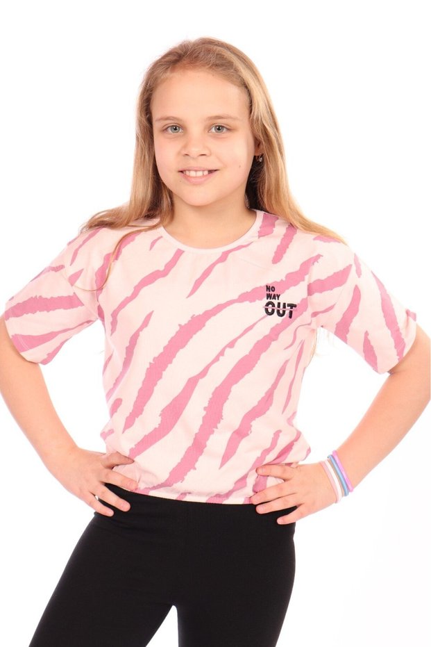 Girl's Printed Crew Neck Short Sleeve T-Shirt