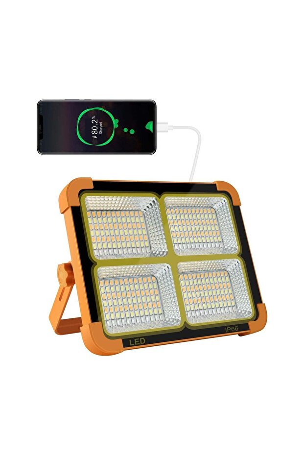 Solar LED Portable Work Light with Solar Panel, USB Rechargeable, 5 Modes