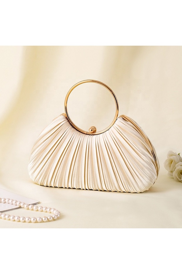Luxury Satin Pleated Evening Clutches for Women