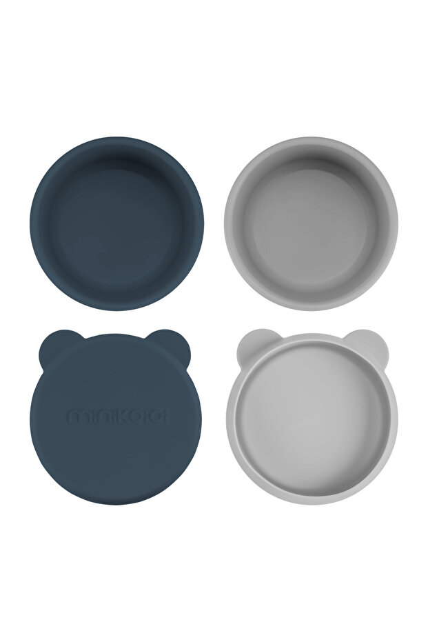 Mini Bowl with Silicone Lid 2-Piece Mini Bites - Deep Blue / Powder Gray