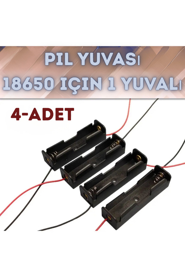 4-Adet 18650 Tekli Pil Yuvası (1 Slot), Kablolu - 1