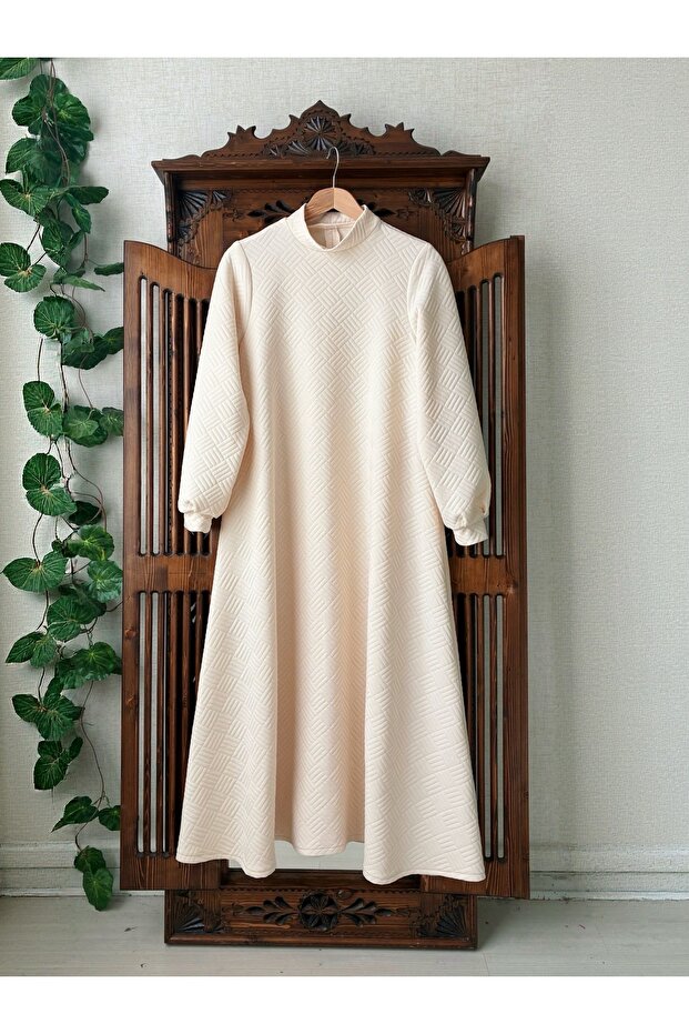 Penye kapitone elbise - 1