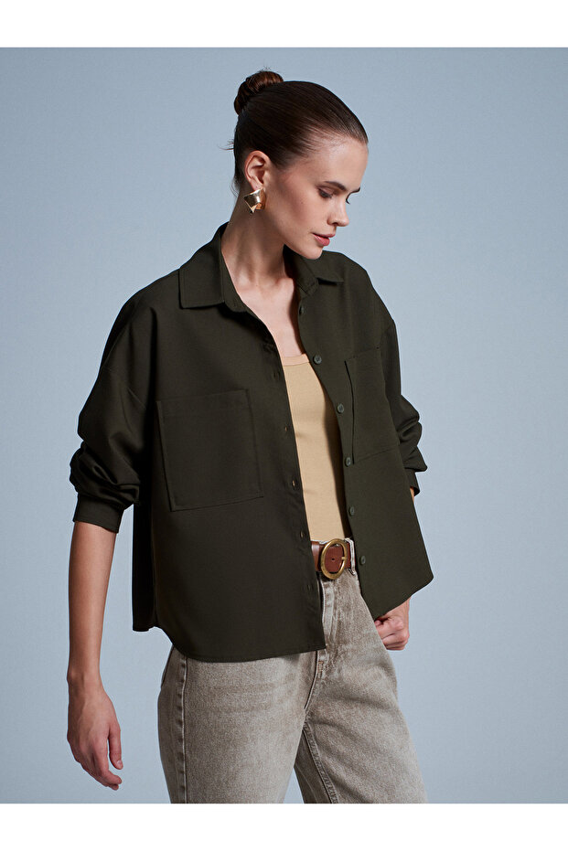 50522 Oversize Gömlek-Haki - 3
