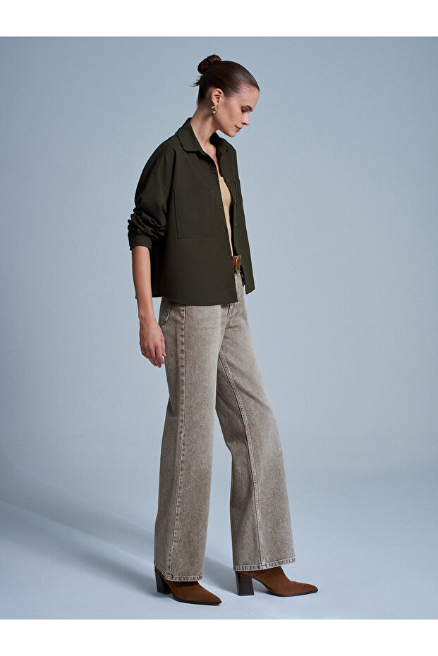 50522 Oversize Gömlek-Haki - 5