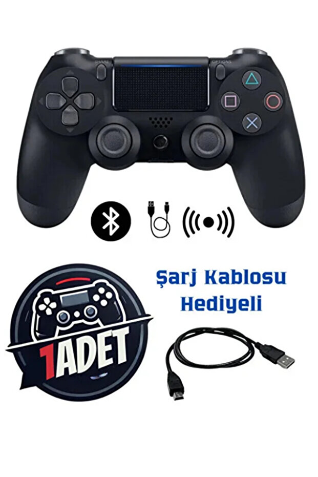 Smith Siyah Doubleshock Ps 4 Kablosuz Joystick Tablet Telefon Pc Uyumlu Titreşimli Oyun Kolu 1 Adet