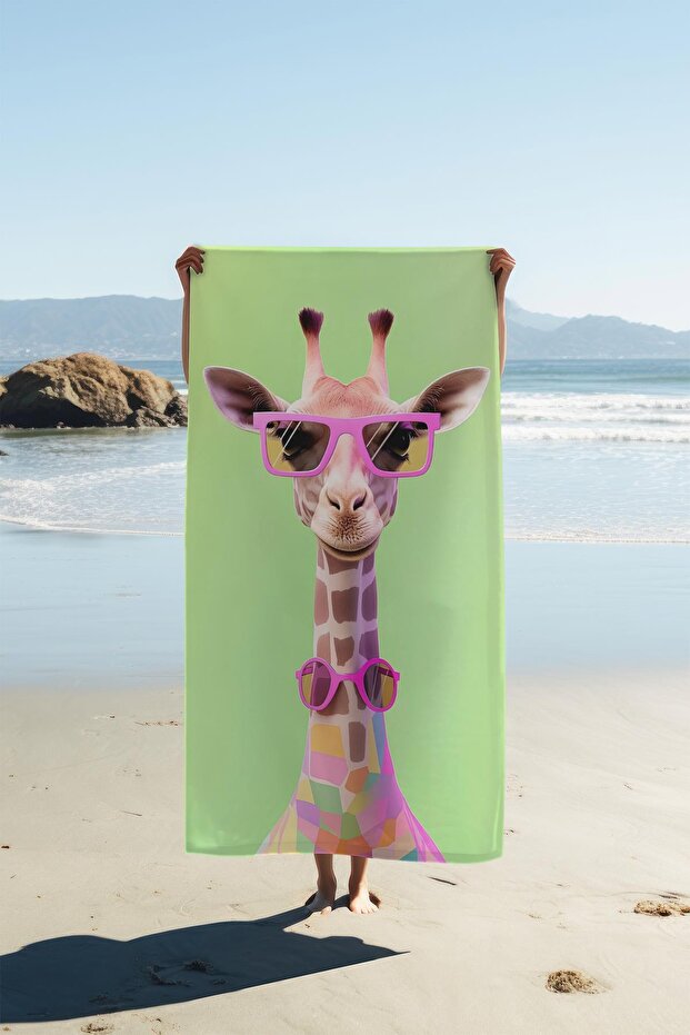 Digital Print Beach Sea Towel Giraffe Patterned Peshtamal Hvl0133