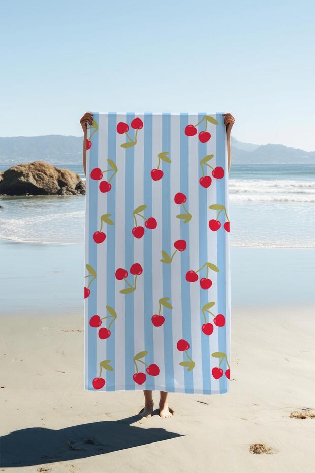 Digital Printing Beach Sea Towel Cherry Patterned Peshtemal Hvl0034