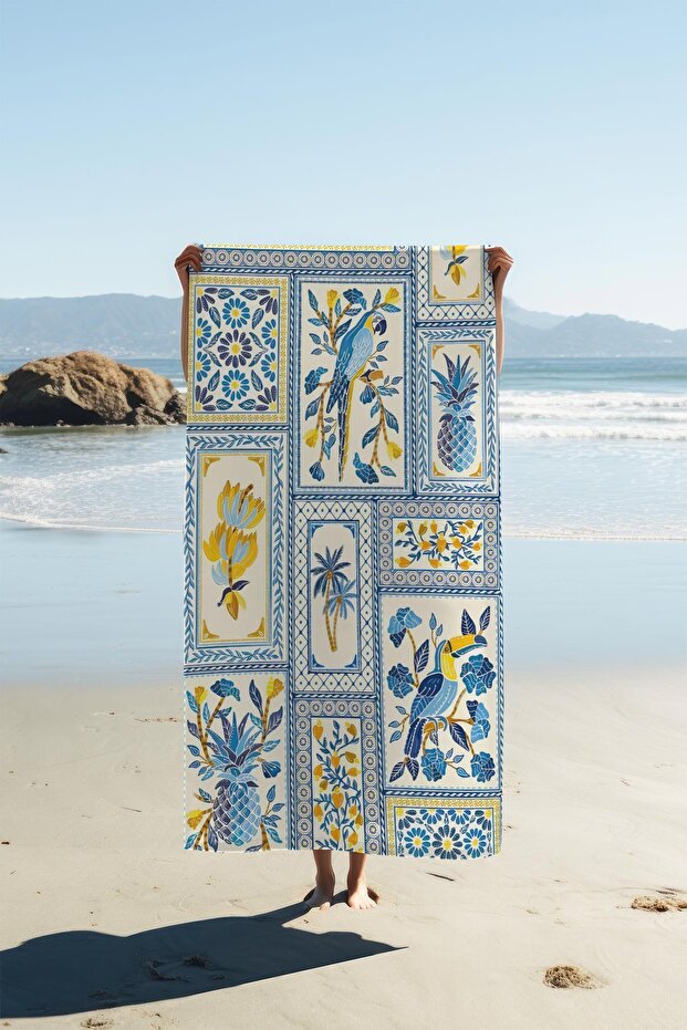 Digital Printing Beach Sea Towel Modern Bacı Milano Patterned Peshtamal Hvl0157